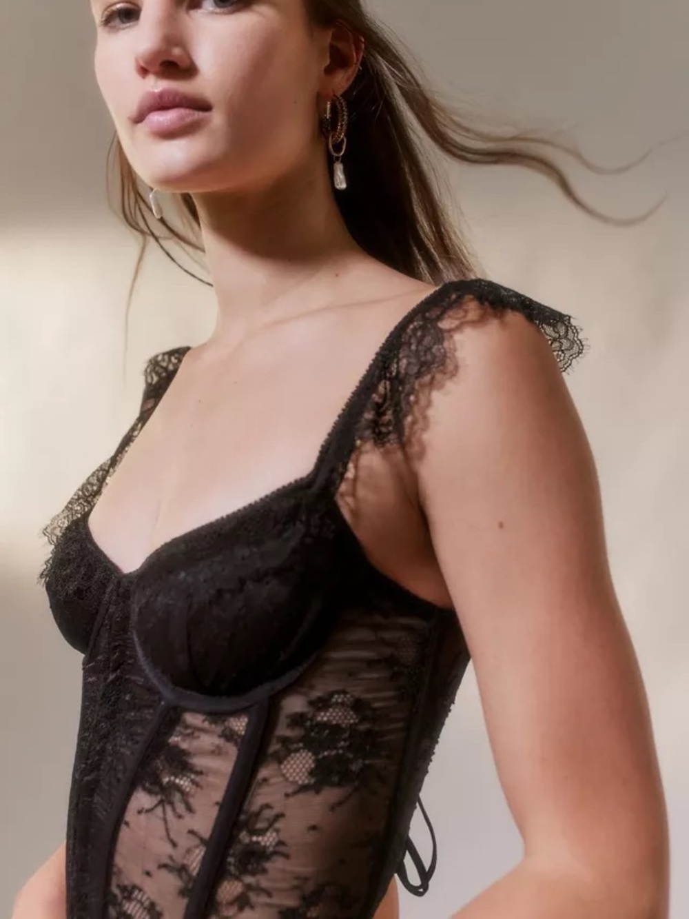 Urban Outfitters Out From Under Modern Love Corset Black Lace